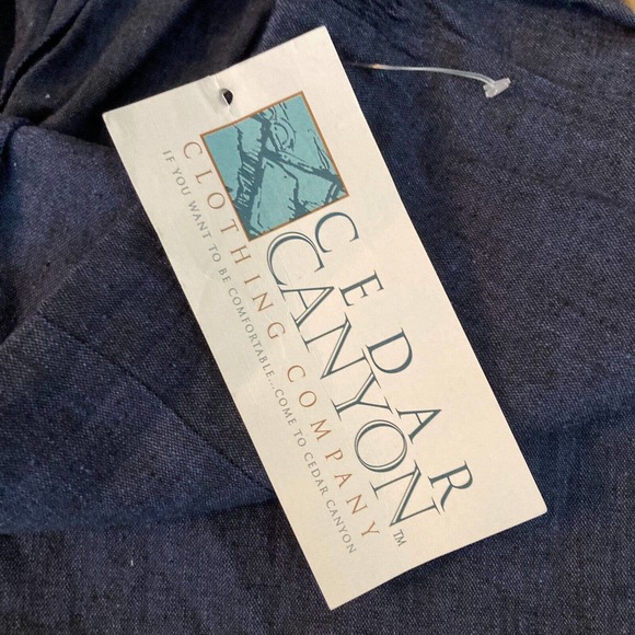 NWT Cedar Canyon Pants Womens L Blue Linen Cotton Chambray Pull On Capri Stretch - Picture 6 of 10